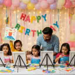 Creative Canvas Painting For Kids Birthday Activity