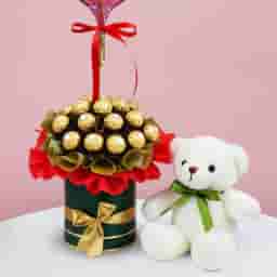 Ferrero Rocher Chocolate Bouquet with Teddy