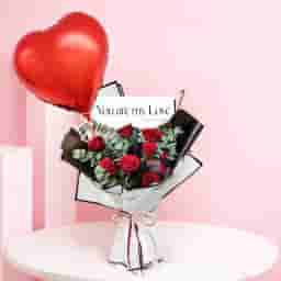 Red Rose Bouquet with Love Balloon