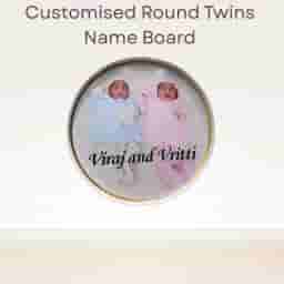 Round Name Board for Baby Twins