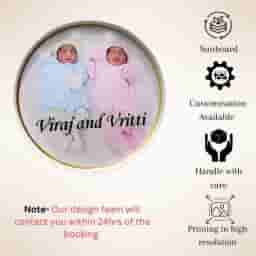 Round Name Board for Baby Twins