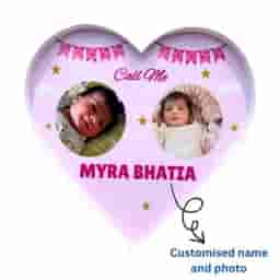 Twins Heart Name Board for Baby Girl