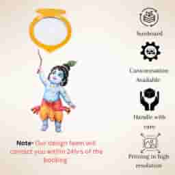 Little Krishna Name Board with Kalash