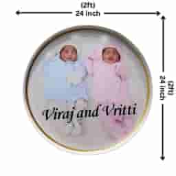 Round Name Board for Baby Twins