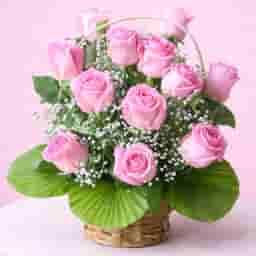 Pink Rose Birthday Basket