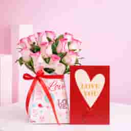 Artistic Pink Rose Bouquet Combo