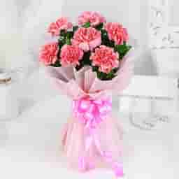 Cute pink carnation bouquet delivery in Hyderabad