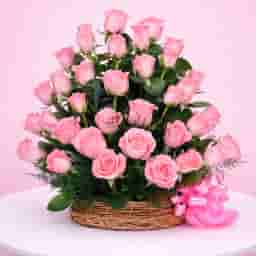 Pretty Pink Rose Basket