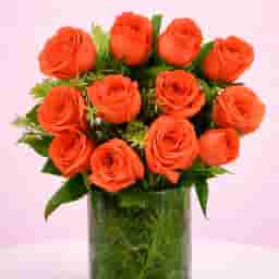 Orange Roses in a Vase