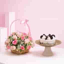 Oreo Treat with Pink Bloom Basket