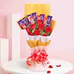 Elegant Red Roses with Chocolates & Card