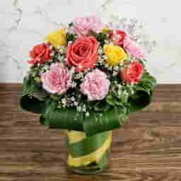 Carnations n Roses in a Vase