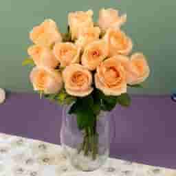 Peach Roses in a Vase