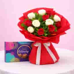 Elegant Roses with Chocolate Gift Pack