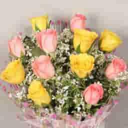 Pretty Pink and Yellow Rose Bouquet