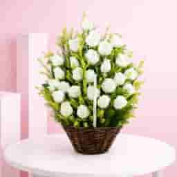Snowhite Rose Basket