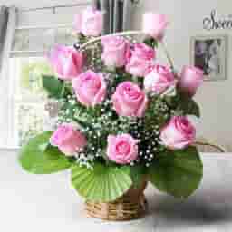 Pink Rose Birthday Basket