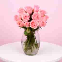 Adorable Pink Roses in a Vase