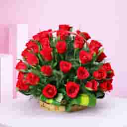 Romantic Red Rose Basket