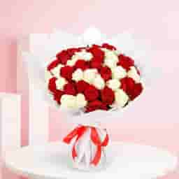 Red and White Rose Bouquet