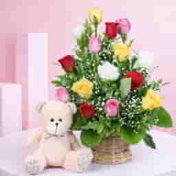 Radiant Roses with Teddy