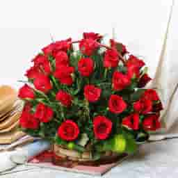 Romantic Red Rose Basket
