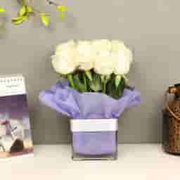 White Rose Bunch in Vase
