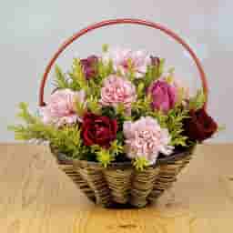 Carnations n Roses Flower Basket
