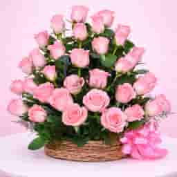 Pretty Pink Rose Basket