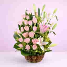 Pretty Pink Bunches in a Basket