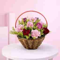 Carnations n Roses Flower Basket