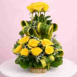 Fresh Yellow Rose with a Basket