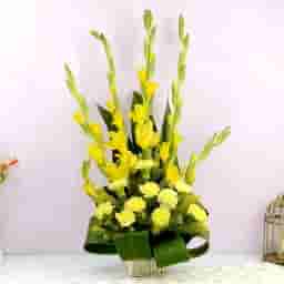 Delightfully Yellow Carnations Basket