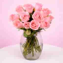 Adorable Pink Roses in a Vase
