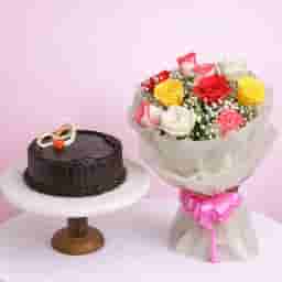 Mixed Flowers with Truffle Cake