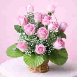 Pink Rose Birthday Basket