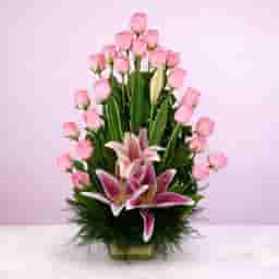 Rose Lilies Basket Combo