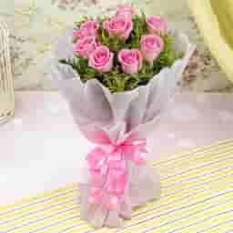 Bunch of 8 Pink Roses