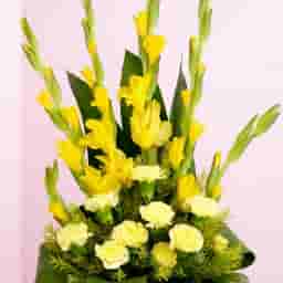 Delightfully Yellow Carnations Basket