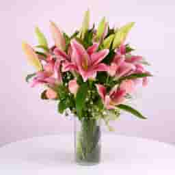 Pink Lilies in a Glass Vase