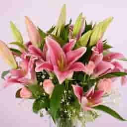Pink Lilies in a Glass Vase