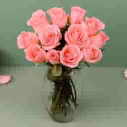 Adorable Pink Roses in a Vase