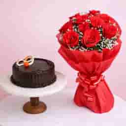Roses with Truffle Cake Combo