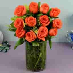 Orange Roses in a Vase