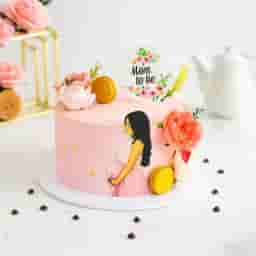 Floral Mom To Be Theme Cake