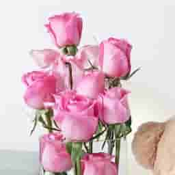 Sweet Teddy Love with Pink Roses