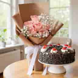 Pink Floral Bouquet & Sweet Forest Combo