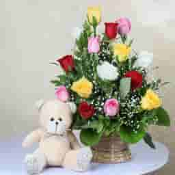 Radiant Roses with Teddy