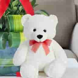 Mixed Rose Vase with Teddy