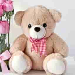 Sweet Teddy Love with Pink Roses